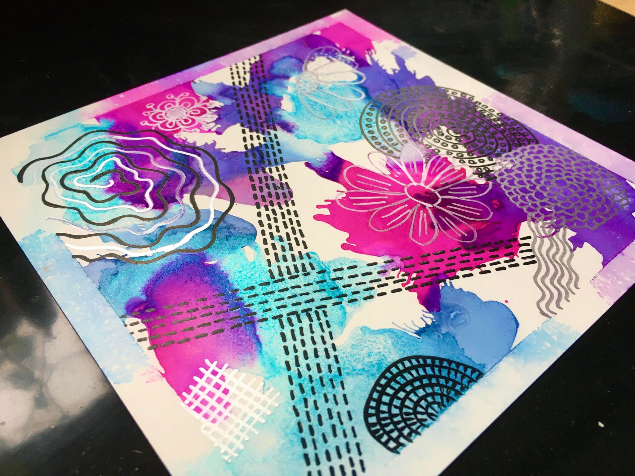 Abstract Ink painting workshop for children in Leek